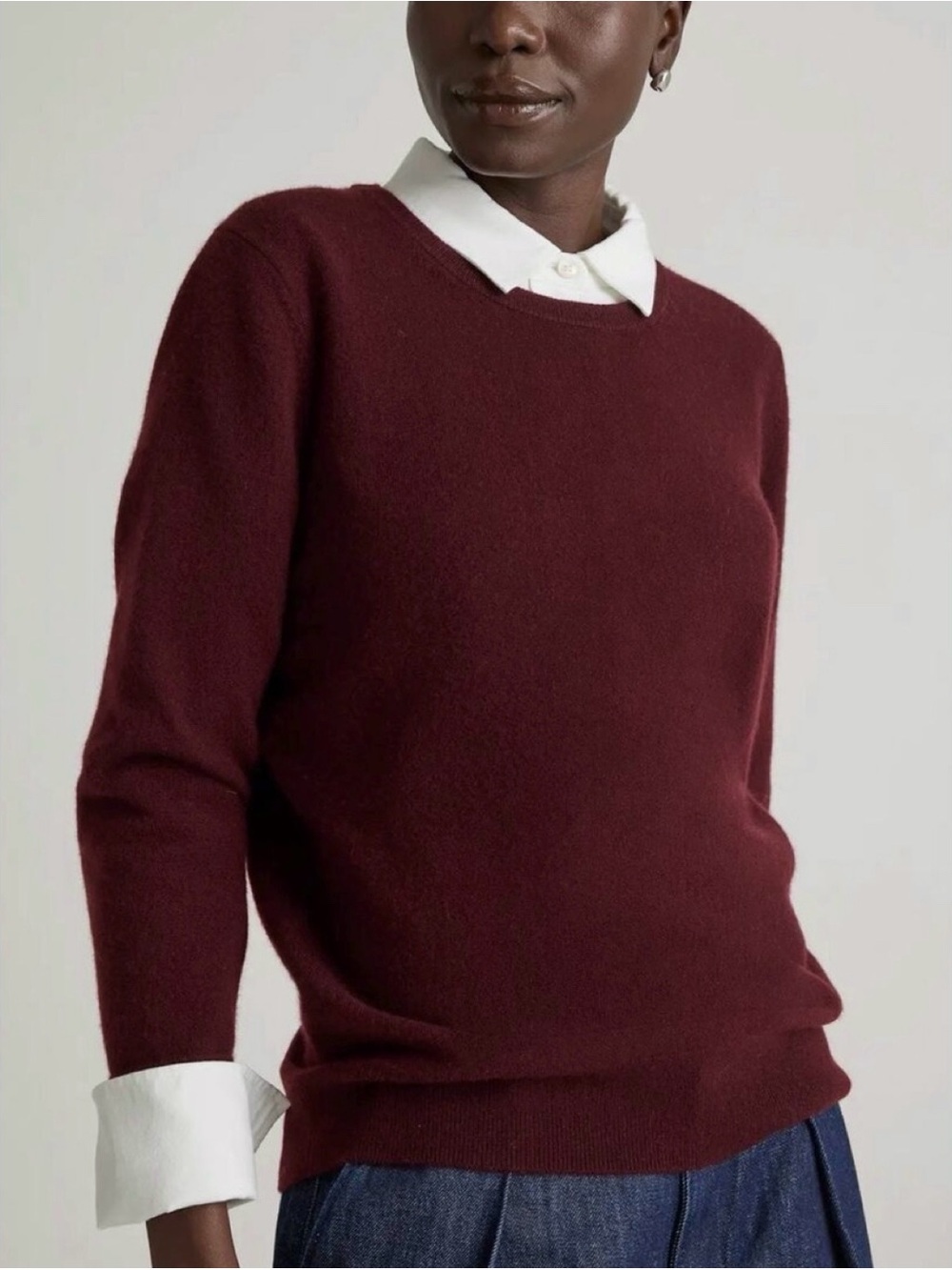 Quince Mongolian Cashmere Crewneck Sweater in Burgundy Size L Classic